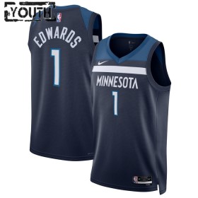 Dres Minnesota Timberwolves Anthony Edwards 1 Nike 2022-23 Icon Edition Navy Swingman - Dječji